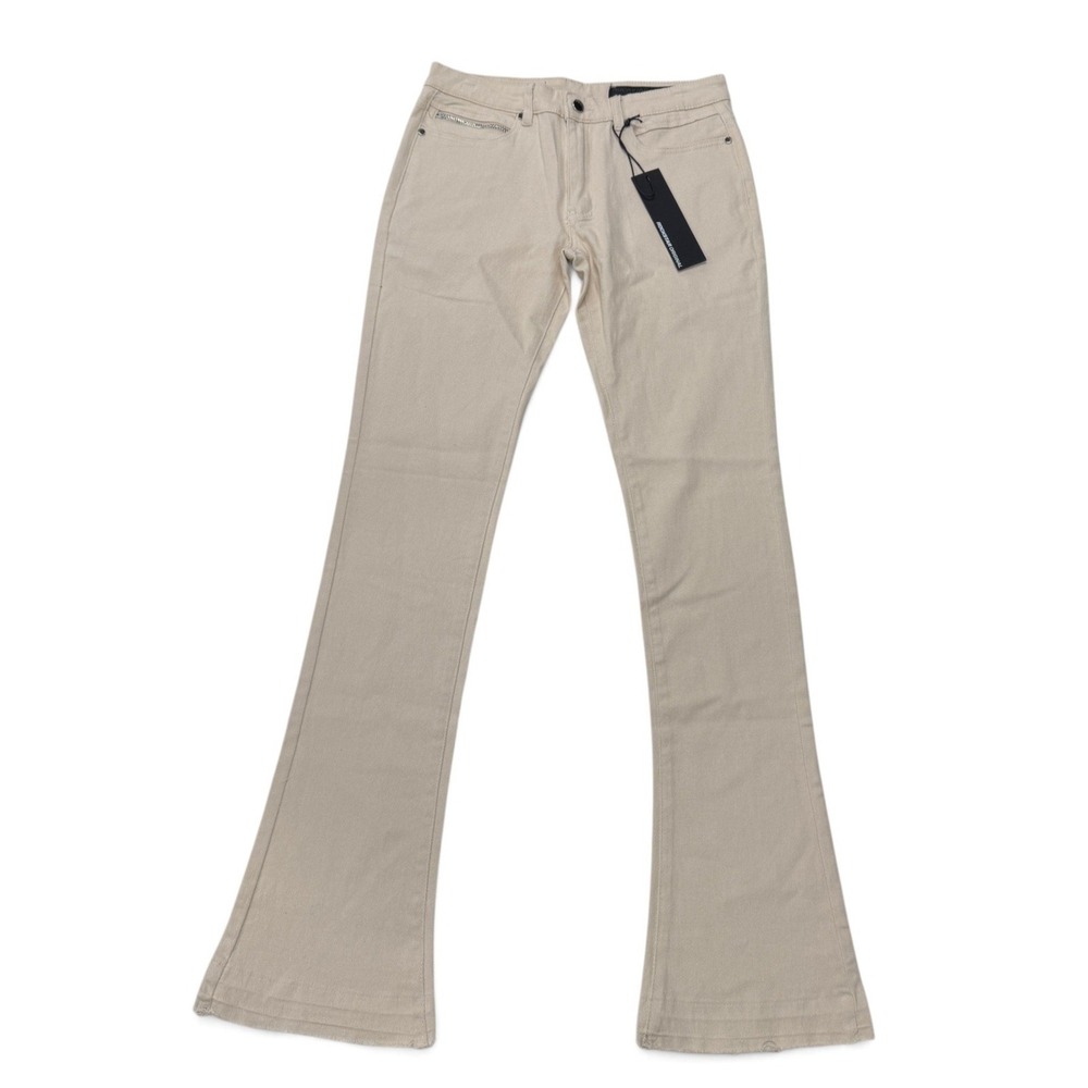 Rockstar Original Dag Beige Stacked Flare Jeans RSM-JNS-12178 Mens 30 NWT